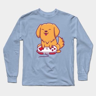 Cute Dog Gaming Cartoon Long Sleeve T-Shirt